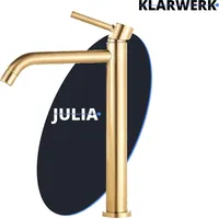 Klarwerk JULIA | Gold gebürstet hohe Badarmatur |Premium Edelstahl
