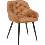 Livetastic Armlehnstuhl, Braun, Metall, Textil, konisch, Rundrohr, 55x80x61 cm, Esszimmer, Stühle, Esszimmerstühle, Armlehnenstühle