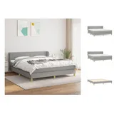 vidaXL Boxspringbett mit Matratze Hellgrau 160x200 cm Stoff