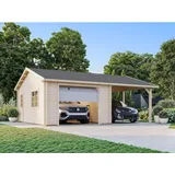 Palmako Garage Roger mit Sektionaltor 653 x 550 cm Hellbraun FSC®