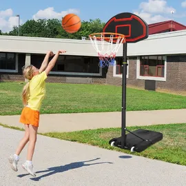 Costway Basketballständer höhenverstellbar, Basketballkorb mit Ständer, Basketballanlage rollbar, Korbanlage gee... - Schwarz/Rot
