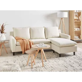 Beliani Ecksofa Hellbeige Polsterbezug L-Förmig Linksseitig Universal Traditionell Wohnzimmer - Beige/Schwarz