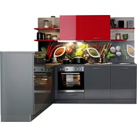 Express Küchen Winkelküche »Jena«, vormontiert, mit Soft-Close-Funktion, Stellbreite 245 x 175 cm rot