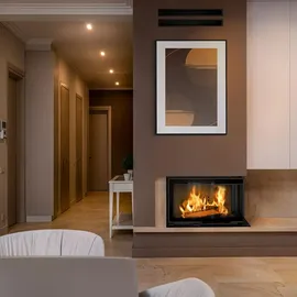 Kratki MBM Kamineinsatz Stahl Schwarz/Abdeckplatte Glas