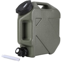 RUYI Wasserkanister mit Hahn und Schraubdeckel, Camping Wasserkanister BPA-frei Trinkwasserkanister, Tragbarer Wassertank mit Griff für Wohnwagen Picknick Wandern (10L, Armeegrün)