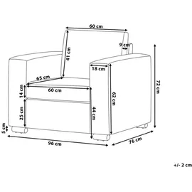 Beliani Sessel, Silber, Weiß, Leder, 1-Sitzer, 96x72x76 cm, Wohnzimmer, Sessel, Polstersessel