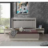 JVmoebel Schlafzimmer-Set Schlafzimmer Set Einrichtung Bett mit Nachttischen Komplette Garnitur, (3-tlg., 3tlg Set(Bett +2x Nachttische), Made in Europa weiß