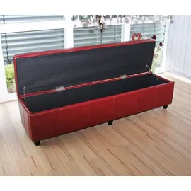 Mendler Garnitur Sitzgruppe Bank mit Aufbewahrung Kriens XXL+4 Stühle Littau, Kunstleder/Leder FSC®-zertifiziert ~ rot