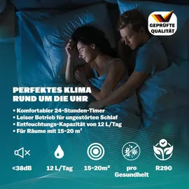 monzana Luftentfeuchter 15-20m2 12L/Tag LED-Display 24-Std-Timer Weiß