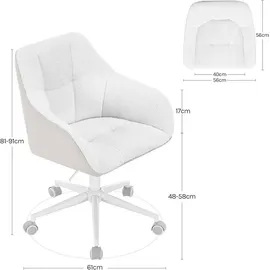 Woltu Homeoffice Stuhl, Schminkstuhl Drehstuhl höhenverstellbar, Bouclé-Sitz : Creme+Beige