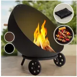 Blumfeldt Feuerschale Fireball Egon, (Set), Feuerschale Garten mit Grill Feuerkorb Feuerstelle Outdoor schwarz