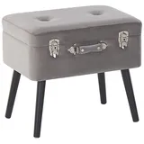 Beliani Sitzhocker mit Stauraum Samt 52 x 46 x 36 cm Grau