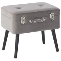 Beliani Sitzhocker mit Stauraum Samt 52 x 46 x 36 cm Grau
