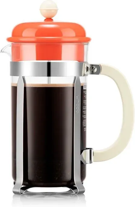 BODUM CAFFETTIERA 1L - 8 Tassen - French Press Kaffeebereiter - Leuchtendes Korallenrot