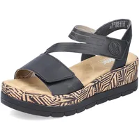 Rieker Damen Sandaletten V3964, Frauen Sandalen,Freizeitschuhe,offene,Schuhe,Strandschuhe,Sommersandalen,bequem,flach,schwarz (02),42 EU /