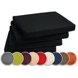 sunnypillow 4er Set Stuhlkissen mit Bindebänder - 40 x 40 x 3 cm - Sitzkissen Outdoor für Stühle/Bänke - Polsterauflage Sitzauflage Gartenkissen für Garten viele Farben zur Auswahl - Schwarz