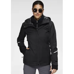 Regenjacke POLARINO, Damen, Gr. 48, schwarz, Obermaterial: 100% Polyester, sportlich, Langarm eingesetzt mit Klettverschluss, Jacken, für Übergang und Regenwetter, mit regulierbarem Elastikband