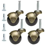 JGJC 5,1 cm Lenkrollen mit Kugelgelenk, antike Möbelrollen, Set mit 4 Stück, mit Sockel, massives Messing mit Vorbau (5/16 Zoll x 1-1/2 Zoll), Vintage-Rollen für Möbel, Schreibtisch, Stuhl, Trolley