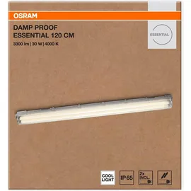 LEDVANCE LED Feuchtraumwannenleuchte Damp Proof Essential Grau 120cm IP65 2 x 15W T8 2400lm Neutralweiß 4000K - Grau