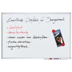FRANKEN Whiteboard 200 x 100 cm, Schreibtafel X-tra!Line, emailliert, magnetisch, beschreibbar, trocken abwischbar, mit Aluminiumrahmen, Magnettafel