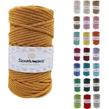 Sznurkomania, Geflochtene Baumwollkordel 5mm 100m, 46 Farben, Häkelkordel, Makramee Kordel, Makramee Garn, Premium Garn, Makramee Seil, (Senf)