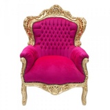 Casa Padrino Barock Sessel "King" Pink / Gold Möbel Antik Stil