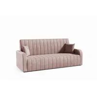 LIKMA Schmutziges Rosa Vielseitiges 3-Sitzer 214 cm Sofa mit Schlaffunktion und Bettkasten Otto - Velvet Schlafcouch - Moderne Wohnzimmer Couch - Sofa mit Bettfunktion - Schlafsofa, Stoff: Jasmine 61