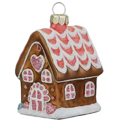 Christbaumschmuck Glas 6,2cm Lebkuchenhaus Figur Handbemalt Weihnachtsbaum Anhänger Weihnachten Christbaumanhänger Weihnachtsbaumschmuck Gebäck Braun