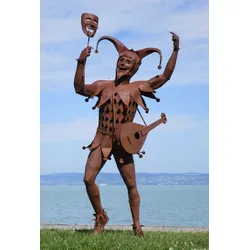 Casa Padrino Luxus Deko Narren Skulptur Rost 101 x 85 x H. 212 cm - Garten Deko Narrenfigur - Große Stahl Skulptur - Garten Skulpturen - Metall Skulpturen