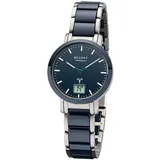 Regent Quarzuhr REGENT Damen Armbanduhr FR-265 blau D. 30 mm Funkuhr Keramikband blau