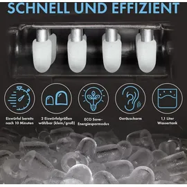 Bomann EWB 6068 CB Tragbarer Eiswürfelbereiter 10 Minuten | bis zu 10kg Eis in 24 Std. | Eiswürfel Maschine mit 2 Eiswürfelgröße... - Schwarz
