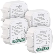 Luminea Home Control 4er-Set WLAN-Unterputz-2-Kanal-Lichtschalter mit App & Sprachsteuerung