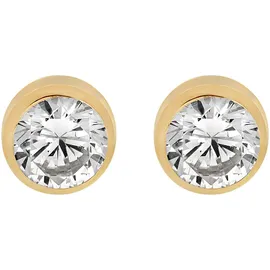 FIRETTI Paar Ohrstecker »Schmuck Geschenk Gold 375 Ohrschmuck Ohrringe Solitär« mit Zirkonia (synth.), 12531862-0 gelbgoldfarben-kristallweiß + kristallweiß,