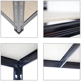 Proregal Schwerlastregal Metall 200x120x60 cm schwarz 5-Ebenen
