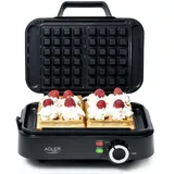 Adler Europe - Kleines Doppelwaffeleisen 2000W - Einstellbare Heizstufe - Zwei klassische Waffeln gleichzeitig - Antihaftbeschichtung - 2 Kontrolllampen - Tiefe Waffelplatten