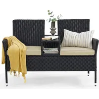 Songmics Terrassenmöbel, Balkonmöbel, mit Kissen, PE-Polyrattan, schwarz-taupe - Schwarz/Taupe