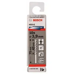 Metallbohrer HSS-G, DIN 338, 3,9 x 43 x 75 mm, 10er-Pack