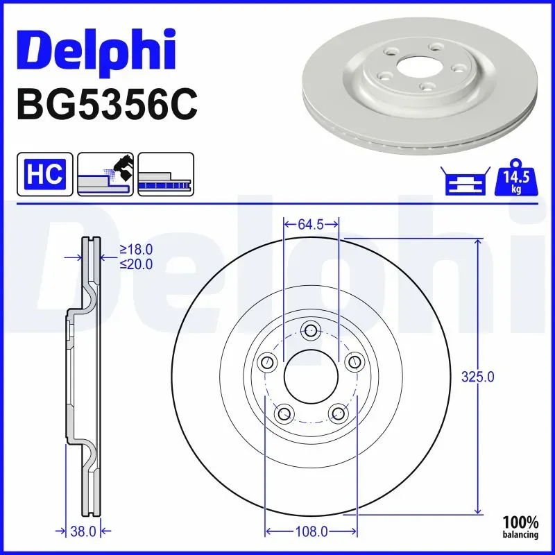 DELPHI bg5356c 325mm 20mm für JAGUAR