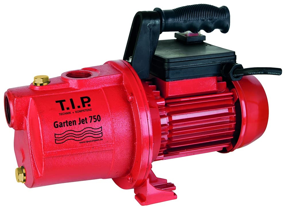 T.I.P. Gartenpumpe Guss (2.800 l/h Fördermenge, 42 m Förderhöhe, 4,2 bar Druck, 600 W, selbstansaugend, laufruhig, Jet-Hydrauliksystem, ergonomischer Handgriff, robust) Garten-Jet 750, 31175