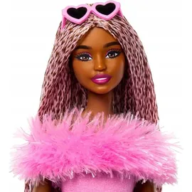 Barbie Deluxe Style-Puppe Nr. 4 mit weichem rosafarbenem Jumpsuit und rosa und braunen geflochtenen Zöpfchen