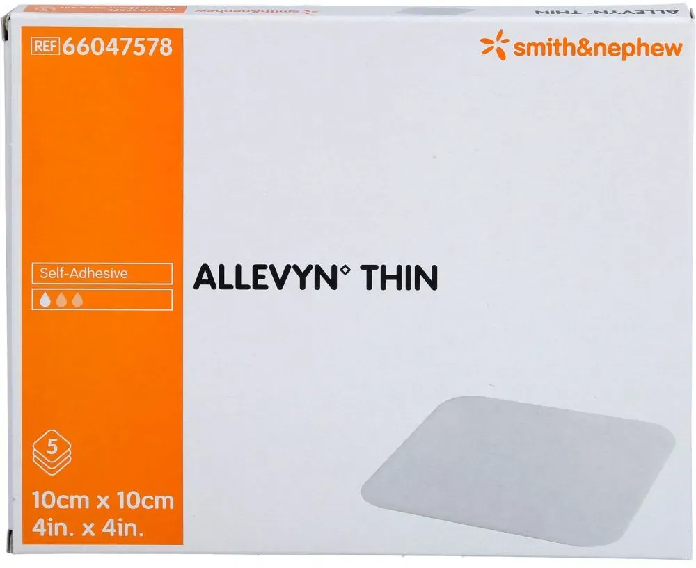 ALLEVYN Thin 10x10 cm dünne Wundauflage 5 St