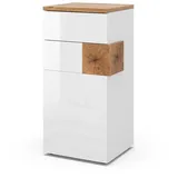Vicco Midischrank Eden Weiß Hochglanz/Artisan-Eiche 40 x 84 cm