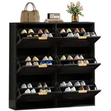 modfu Schuhschrank 118 x 115 x 25 cm 6 Klappenfächer / schwarz
