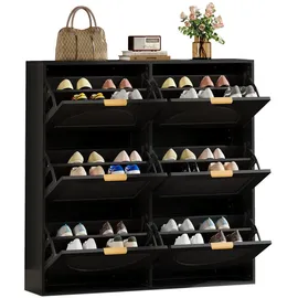 modfu Schuhschrank 118 x 115 x 25 cm 6 Klappenfächer / schwarz
