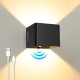 ACMHNC Akku Wandleuchte mit Bewegungsmelder Innen LED Wandlampe mit Schalter,5W USB Wandbeleuchtung Magnetische Flurlampe, für Schlafzimmer Wohnzimmer Treppe