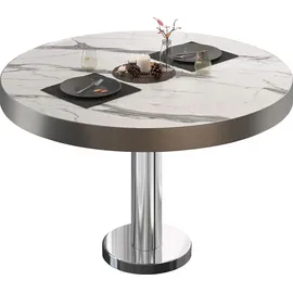 GGM Möbel Bistro Loungetisch Ø 60 x 41 cm Weiß Marmor