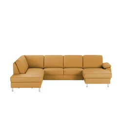 meinSofa Wohnlandschaft mit Sitz- und Rückenbezug aus Leder Kathi , orange , Maße (cm): B: 309 H: 86 T: 235