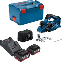 Bosch GHO 18V-26 Professional Akku Hobel 18 V 2,6 mm Brushless + 2x Akku 5,0 Ah + Ladegerät + L-Boxx