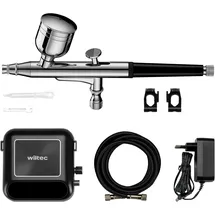 Wiltec Kompressor Zubehör Set 2,8bar Airbrush Set 12V Druckluft Air Brush