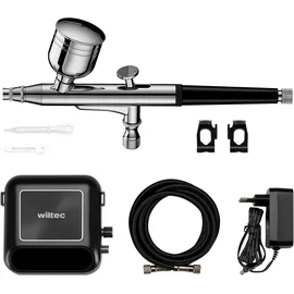 Wiltec Kompressor Zubehör Set 2,8bar Airbrush Set 12V Druckluft Air Brush